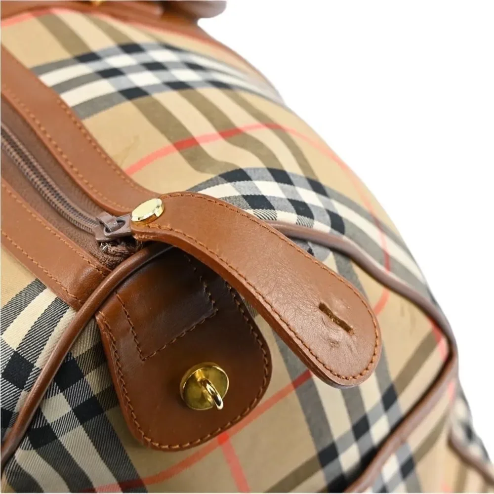 BURBERRY NOVA CHECK Canvas Leather Travel Bag 🧳 50cm